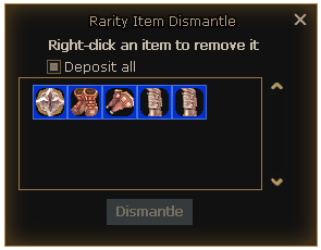 Rarity Item Dismantle Window